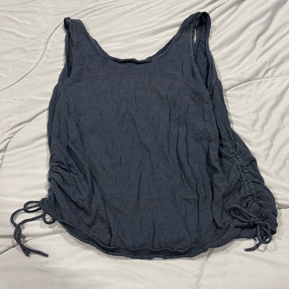 Women's Dark Gray Side-Ruched Swimsuit Coverup